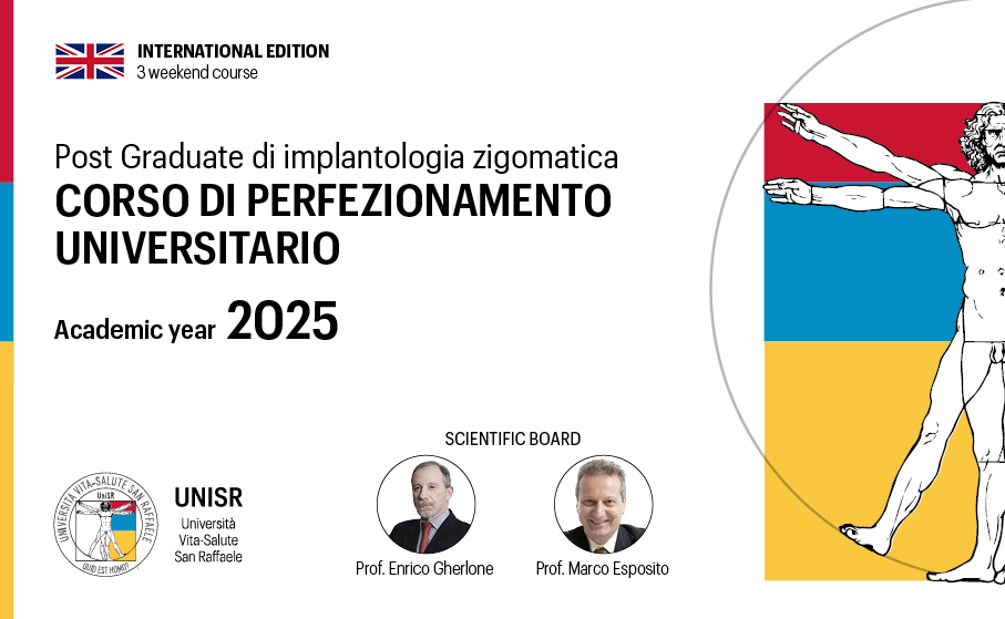 Corso di perfezionamento Universitario Post graduate di implantologia zigomatica Università Vita-Salute San Raffaele 50 ECM